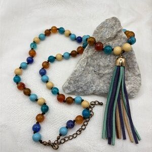 Multicolor Beaded Necklace with Tassel